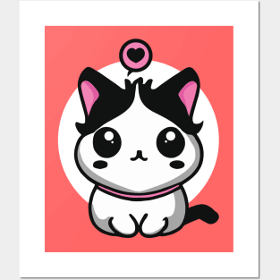 kawaii cat with love Posters and Art